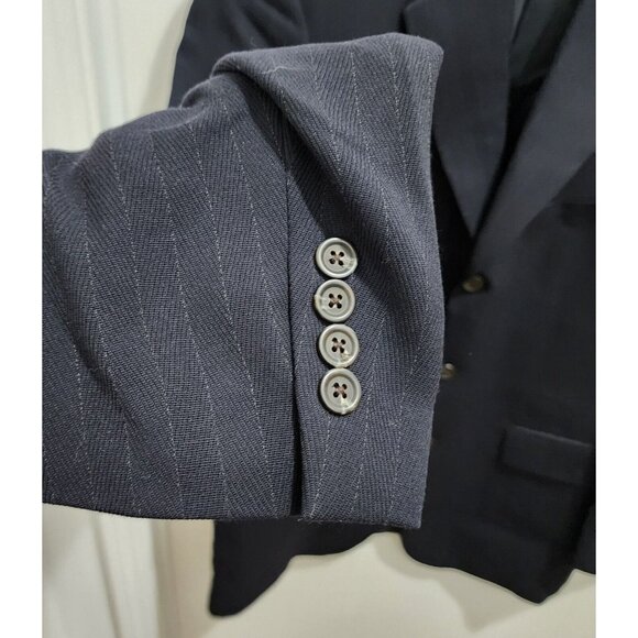 Ralph Lauren Black Striped Three Button Sport Coat Blazer Suit Jacket Size 44L - Picture 5 of 12